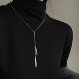 New 925 Sterling Silver Sweater Chain Women's Niche Design Long Pendant Geometric Necklace