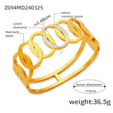 Fashion metal titanium steel bracelet with female geometric design and diamond studded spring buckle bracelet