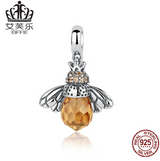 Personality Inlaid Small Bee High Grade Crystal S925 Sterling Silver Necklace Bracelet Dual Use Pendan