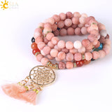CSJA Japamala 108 Mala Beads 8MM Natural Stone Bracelet Dream Catcher Tassel Charm Bracelet Chakra Prayer Rosary Jewelry