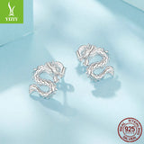 Silver Charm Original China-Chic Style Flying Dragon Pure Silver Ear Studs Mysterious Male and Female Personality 925 Sterling Silver Dragon Ear Studs Earrings