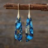 New Bohemian Emperor Stone Geometric Pendant Earrings, European and American Popular Natural Stone Jewelry