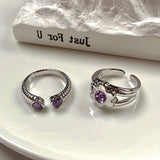 Niche design sense zircon love flower ring set female retro personality simple and versatile temperament ring with adjustable opening