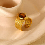 Retro style open ring women's stainless steel ring