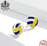 EIFFIE Sterling Silver Sports Volleyball S925 Earrings Simple Fashion Earrings
