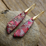 New Bohemian Emperor Stone Geometric Pendant Earrings, European and American Popular Natural Stone Jewelry