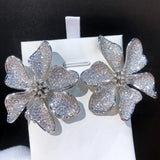Famous Flowers Stud Earrings for Women Wedding Cubic Zircon Fashion Engagement Party Jewelry pendientes