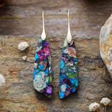 New Bohemian Emperor Stone Geometric Pendant Earrings, European and American Popular Natural Stone Jewelry