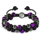 Natural Tiger Eye Agate Bracelet Men's Woven Adjustable Black Magnet Yoga Beaded Bracelet
