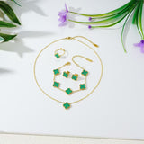 13mm double-sided clover set necklace bracelet women's set