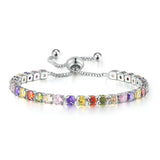 Colored Zircon Bracelet Women's Full Diamond Adjustable Crystal Tennis Chain