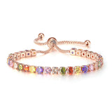 Colored Zircon Bracelet Women's Full Diamond Adjustable Crystal Tennis Chain
