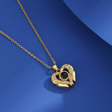 Heart shaped diamond projection in 100 languages, I love you necklace, fashionable, luxurious, high-end, collarbone chain