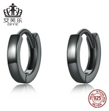 EIFFIE Original Fashion Sterling Silver S925 Black Gold Ear Buckle Simple Popular Black Electroplating Stud Earrings