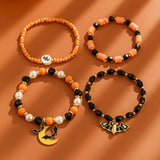 Simple Bat Crystal Bracelet Set Halloween Party Alloy Letter Bracelet