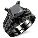 Black Gold Plated Retro Men's and Women's Ring Set with Zircon New Ring