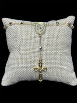 Pulsera Rosario Cruz 4 mm Oro Laminado 18 K All In Men Joyeria