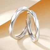 S925 Sterling Silver Dedication Couple Ring Pair Of Men And Women Simple Cut Face Ring Niche Design Sense Openings Can Be Adjusted