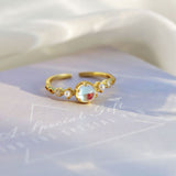 100% 925 Sterling Silver Rings For Women Moonstone Zircon Ring