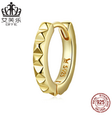 Popular Sterling Silver Single Gold Gear Earrings S925 Simple Single DIY With Earrings