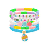 Easter soft ceramic letter bracelet set with colorful love rabbit Bracelet bracelet