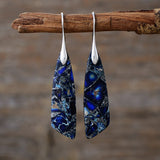 New Bohemian Emperor Stone Geometric Pendant Earrings, European and American Popular Natural Stone Jewelry