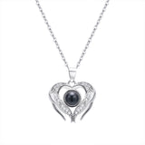 Heart shaped diamond projection in 100 languages, I love you necklace, fashionable, luxurious, high-end, collarbone chain