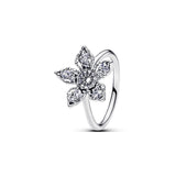 Panda Dora S925 Silver Ring with Pav&eacute; Set Sparkling Starlight Bow, Fashionable Elegant Women's Ring, Cuban Chain Pair Ring