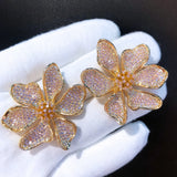 Famous Flowers Stud Earrings for Women Wedding Cubic Zircon Fashion Engagement Party Jewelry pendientes