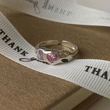 Dopamine love colored zircon diamond ring female niche index finger high-end fashion personality open ring