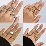 Minimally irregular lava open smooth ring set, niche hollow arc-shaped design ring