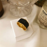 925 Sterling Silver French Vintage Inlaid Gold Rim Irregular Smooth Ring High Quality Handmade Romantic Fashion Couple