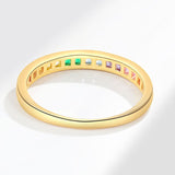 1 PC Silver Color Multicolor Zircon Ring For Women Couples Trendy Personality Square Geometric Jewelry Accessories Gifts