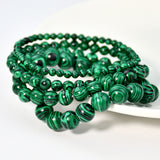 Vintage malachite beaded bracelet stacking style green bracelet men and women elastic jewelry