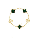 V Gold Four Leaf Grass Five Flower Bracelet Female 18k Rose Gold Red Jade Marrow