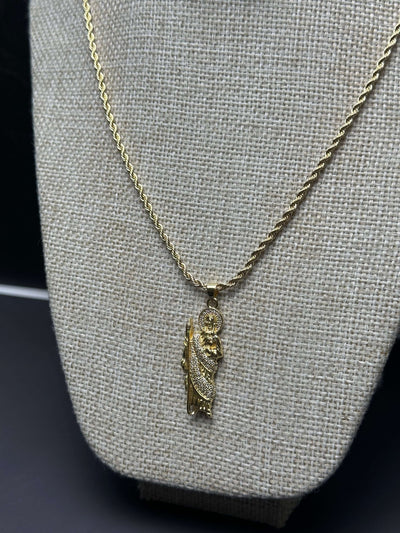 Dije San Judas Dorado Zirconias 4 cm All In Men Joyeria