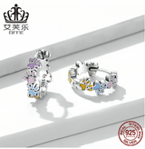 EIFFIE Original S925 Sterling Silver Color Cute Claw Earrings Dripping Oil Cute Animal Cat Dog Paw Earrings