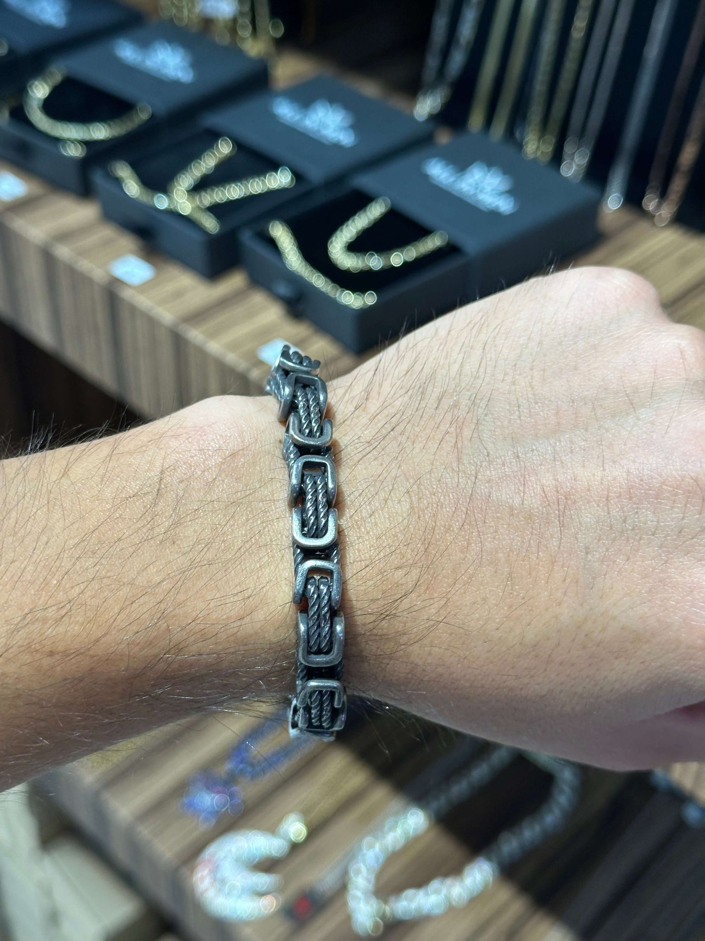 Pulsera Plata Negra 7 mm Acero Inoxidable All In Men Joyeria