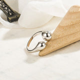 FOXANRY 925 Stamp Rings for Women INS Fashion Vintage Couples Simple Design Smooth Water Drop Geometric Party Jewelry