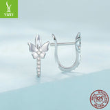 Silver Charm Hot Selling Forest style Small Fresh Butterfly Ear Buckle Women's Simple and Fashionable U-shaped s925 Pure Silver Earrings and Earrings
