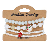 Christmas Bracelet Elastic Rope Bracelet Snowman Snowflake Christmas Tree Santa Deer Hat Pendant Bracelet Gift