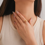 Baroque Round Irregular Curved Ring Ring Smooth Plain Ring Female Ring