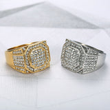 Titanium Steel Gold Plated Full Diamond Men's Ring