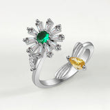 Personality Versatile Rotatable Adjustable Relief Anxiety Stress Silver Plated Zircon Ring