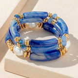 New Chinese style natural freshwater pearl acrylic bracelet set of three pieces
