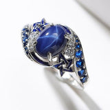 Fashion natural sapphire ring ring simple blue diamond ring women