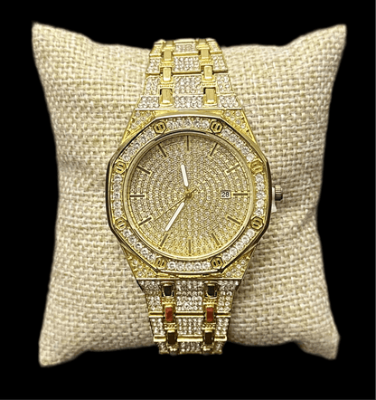 Reloj Zirconias Hexagonal Dorado All In Men Joyeria