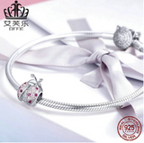 Jewelry S925 Sterling Silver Beaded Insect Seven Star Ladybug DIY Bracelet Accessories New Zircon Beads