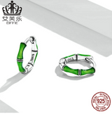 EIFFIE Original Sterling Silver S925 Bead Ear Buckle Delicate Green Dripping Oil Plant Simple Fashion Earrings