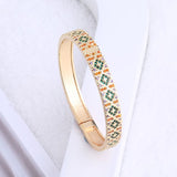Copper plated genuine gold inlaid zirconium geometric square buckle bracelet